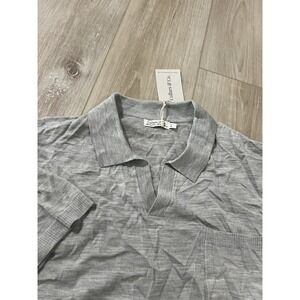 Collars & Co Knit Polo Shirt Men's L Grey Australian Merino Wool Buttonless